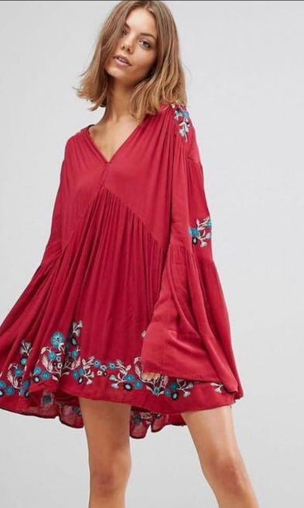 Free people Te Amo flowy embroidered mini dress